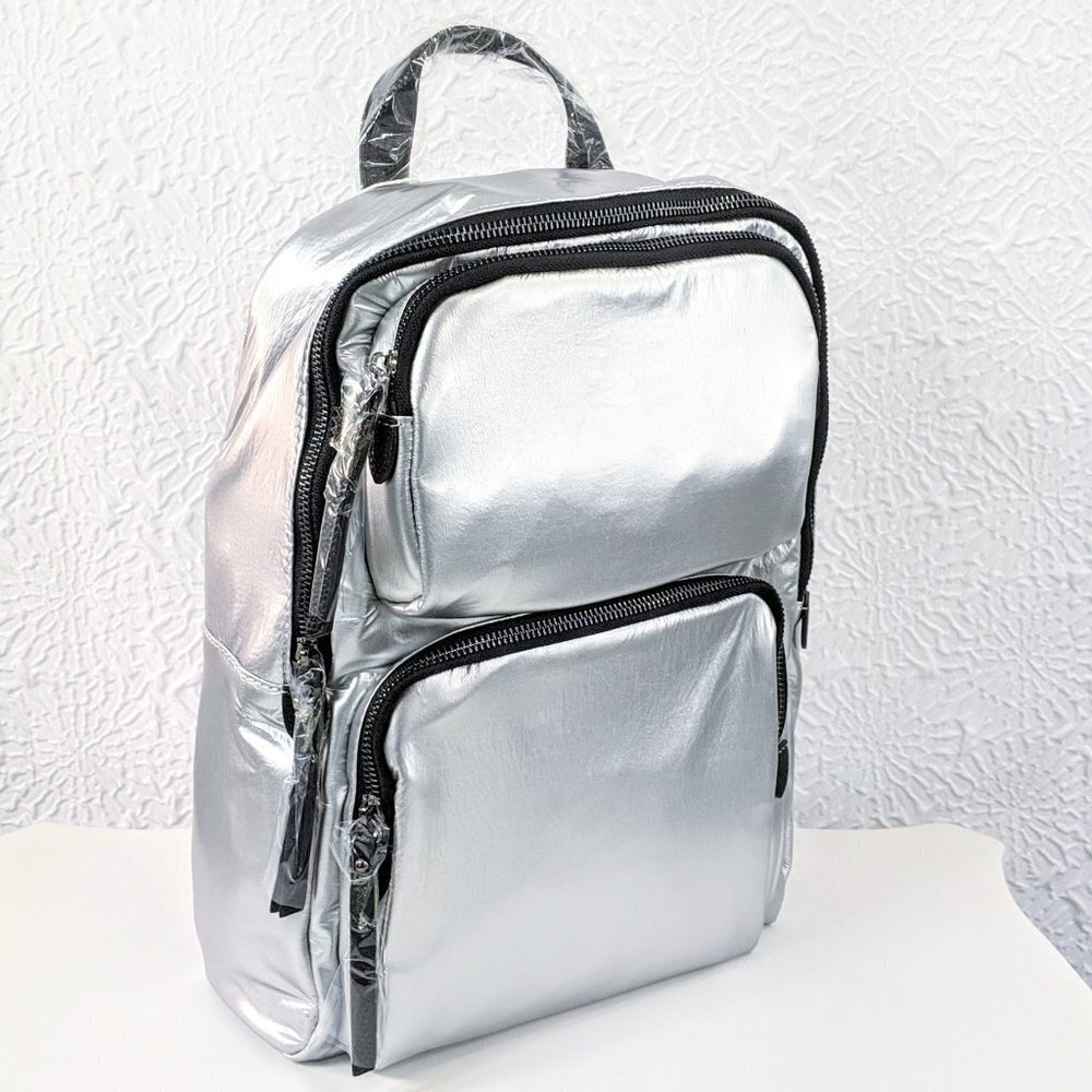 Urban Expressions Braxton High Shine Backpack - Silver